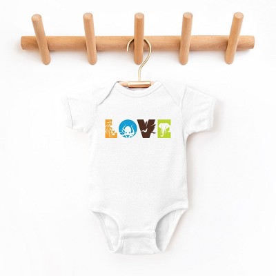 The Juniper Shop Love With Animal Letters Baby Bodysuit