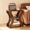 Gulches Farmhouse 3-Tier End Table Rustic Brown Wood Grain, 100lb Capacity, Narrow Side Table for Bedroom/Living Room - 2 of 4