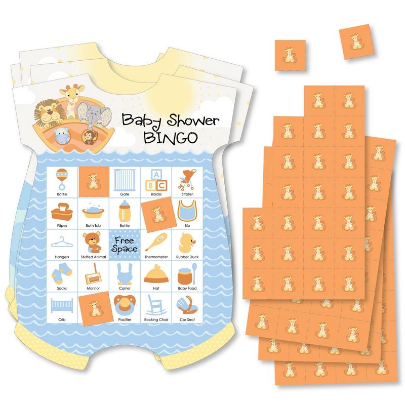 Big Dot of Happiness Noah’s Ark - Picture Bingo Cards and Markers - Baby Shower Shaped Bingo Game - Set of 18, 1 of 6