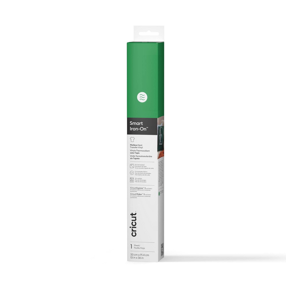Cricut 3' Smart Iron-On Vinyl - Grass Green: Heat Transfer Vinyl for Cricut Printer, 12" x 36" PET Material
