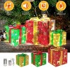 Racxily Set of 3 Christmas Lighted Gift Boxes Xmas Present Ornament 50 LED Christmas Box Decorations with Ribbon Bows - 2 of 4