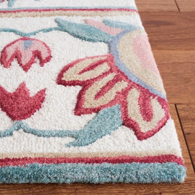 Handmade Ivory Tufted Wool Runner Rug 27" x 8"