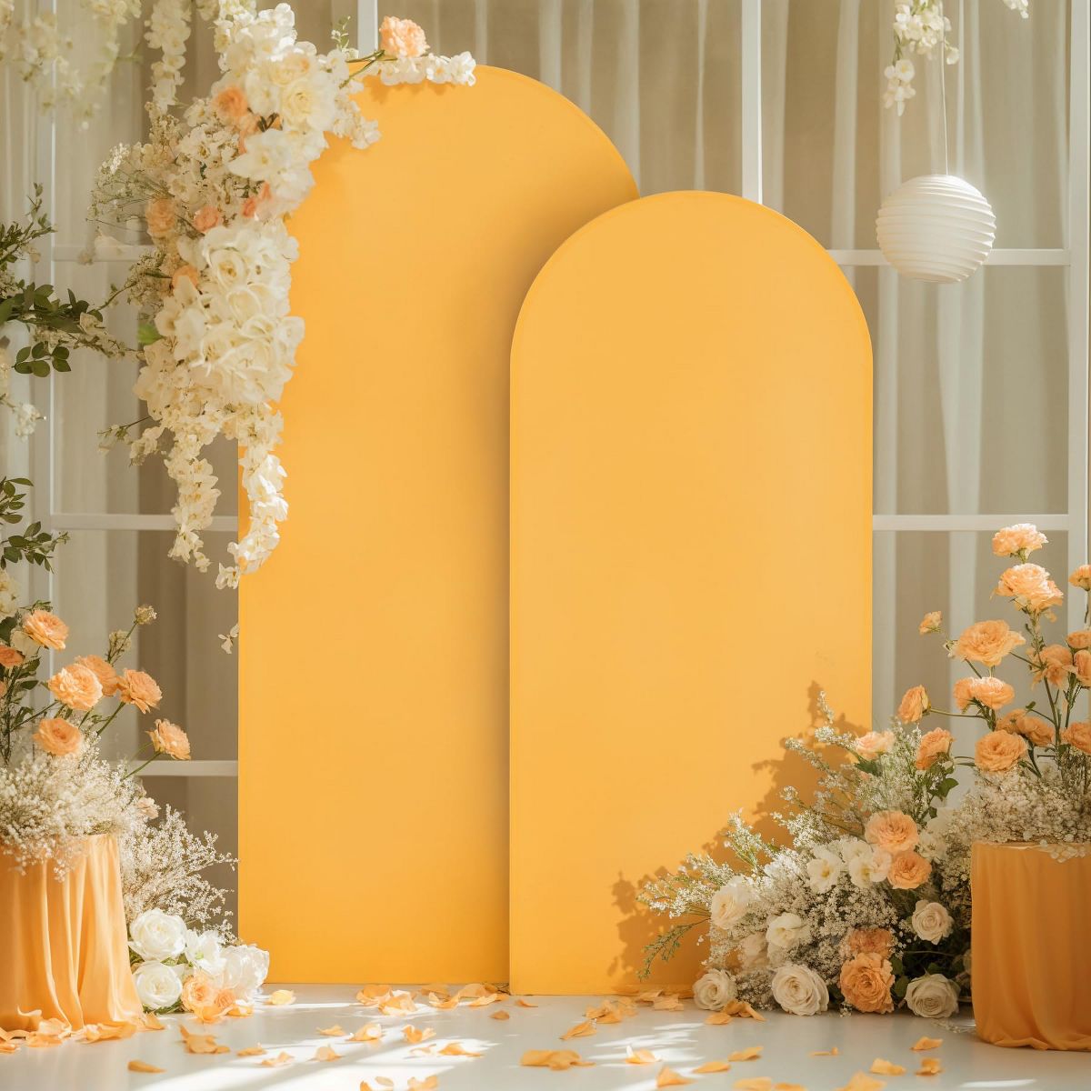 Arch Backdrop Cover Set of 3, Polyester + Spandex Stretch Fabric for 6/6.6/7.2ft Frames, Zipper Design for Wedding Party, Covers Only