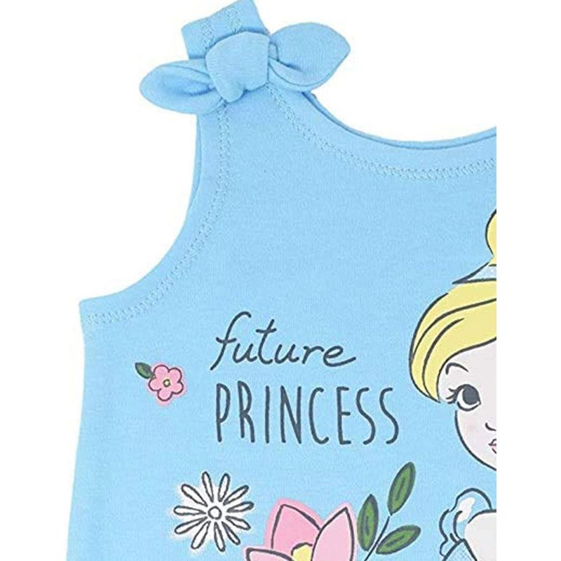 Disney Princess Rapunzel Ariel Belle Jasmine Aurora Baby Girls Snap Romper and Headband Newborn to Toddler, 4 of 6