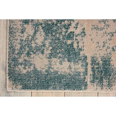 Maxell Ivory/Teal Abstract Ombre Synthetic Area Rug 7'10" x 10'6"