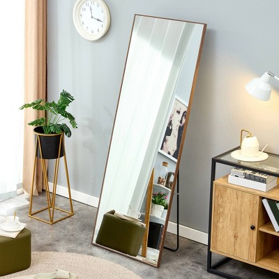 Wooden Full Length Mirror, Solid Wood Frame Bathroom Makeup Mirror, Wooden Frame Dressing Mirror, Full Body Mirror, Standing Floor Mirror, Stand Up
