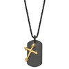 Chisel Stainless Steel Black and Yellow IP-plated 2 Piece Cross and Dog Tag on a 24.75" Box Chain Necklace - 3 of 3