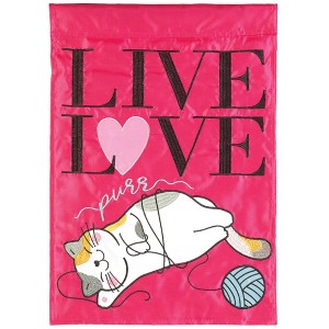 Magnolia Garden Live Love Purr Cat with Yarn 29 x 42 Inch Polyester Garden Flag - 1 of 2