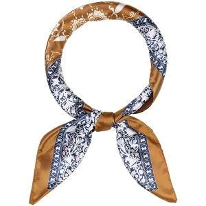 Elerevyo Women's Satin Large Paisley Contrast Color Silk Square Scarf Head Wrap Bandanas 35.4" X 35.4" - 1 of 4