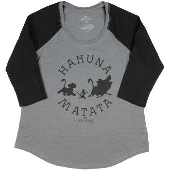 Lion King Women's Hakuna Matata Grey/Black Raglan Plus Size T-Shirt