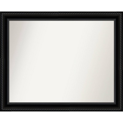 32" x 26" Non-Beveled Corded Bathroom Wall Mirror Black - Amanti Art: Modern Rectangle, Wall Mount
