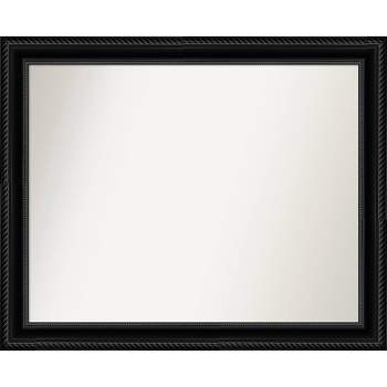 32" x 26" Non-Beveled Corded Black Wall Mirror - Amanti Art