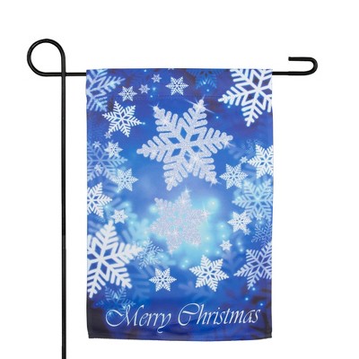 Blue and White Snowflakes Merry Christmas Garden Flag
