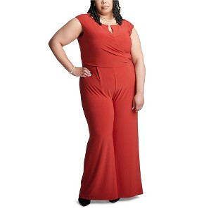 Kasper Womens Maryann Wide Leg Jumpsuit, Red, X-Large - 1 of 1