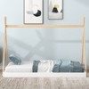 YNXARIA Solid Wood Full Size Platform Bed Frame with Triangular Structure in White and Natural, Built to Last - 4 of 4