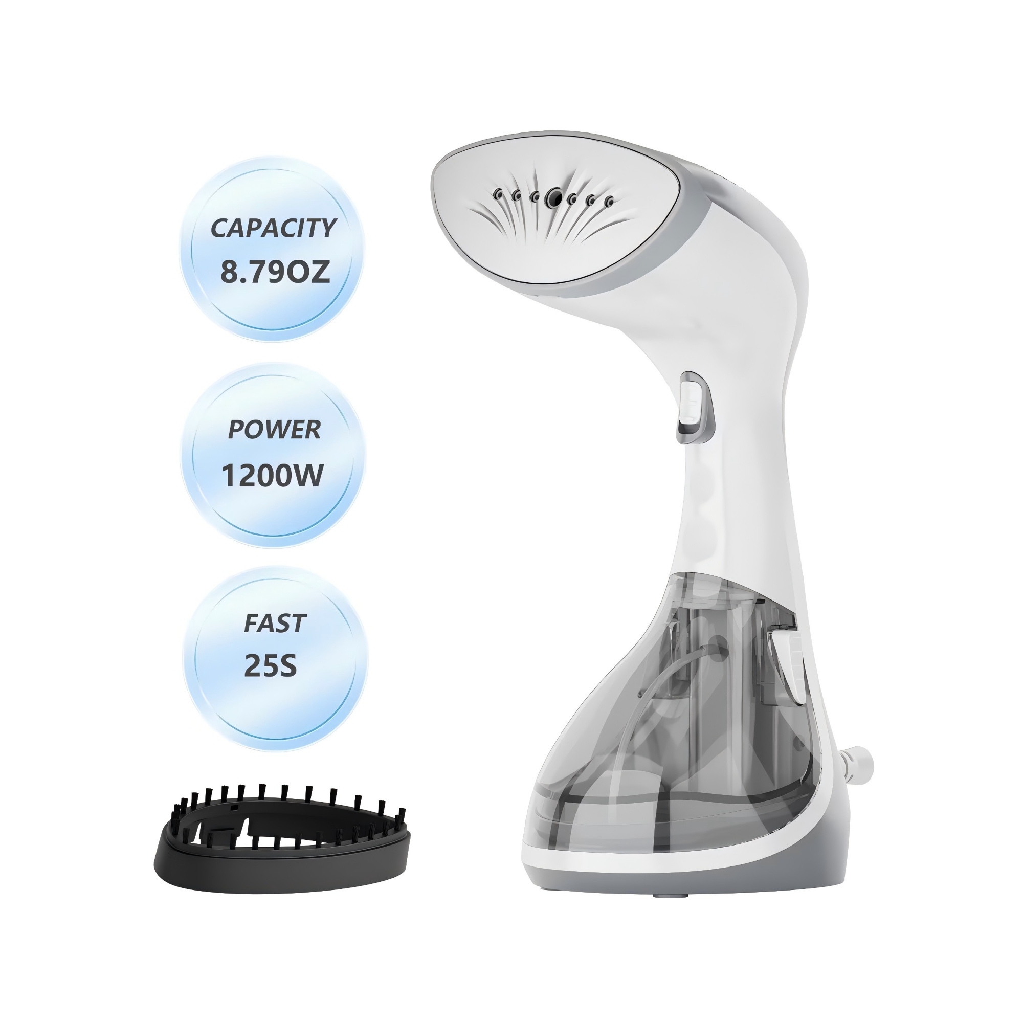 WHALL Compact Handheld Steamer with Brush, Fast Heat Up Steam Ironing, Dry Ironing, 1200W