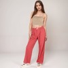 Anna-Kaci Lounge Women's Red Checkered Lounge Pants with Elastic Waistband White Bow Tie Detail and Relaxed Full-Length Wide Leg Fit - 2 of 4
