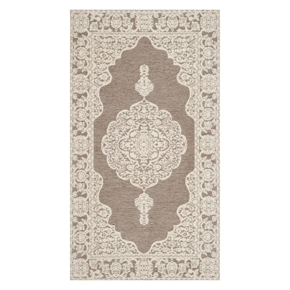 3'x5' Medallion Accent Rug Light Gray/Ivory - Safavieh