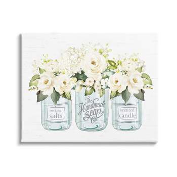 Stupell Industries Farmhouse Rose Blossom Bouquets Varied Country Jars Canvas Wall Art