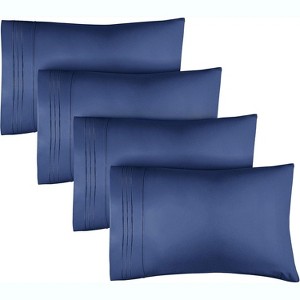 Ultra Soft Solid Pillowcases Set of 4 - Cozy & Breathable 4 Piece Pillow Covers - CGK Linens - 1 of 4