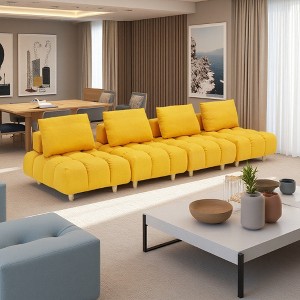 120" Teddy Straight Sectional Sofa, Spacious Seats, Mid-Century Modern - 1 of 4