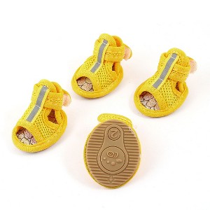 Unique Bargains Nylon Cotton Blends Rubber Antislip Pet Shoots XS Yellow 2 Pairs - 1 of 4