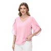 Anna-Kaci Women's V-Neck Blouse with Split Sheer Short Sleeves and Relaxed Fit Silhouette - 2 of 4