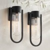 Possini Euro Design Villa Lane 18 1/2" High Modern Outdoor Wall Light Fixture Mount Porch House Exterior Set of 2 Weatherproof Black Clear Glass Shade - 2 of 4