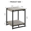 20'' Large Square Farmhouse Wood Storage End Table with 2 Tier Shelf- Modern Metal Frame Bed Couch Sofa Side Table/Nightstand，Accent Furniture - 3 of 4
