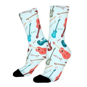 Rock Roll Guitars Pattern Women Printed Crew Socks Funny Funky Socks Soft Polyester Novelty Gifts for Artists Men - 1 of 1