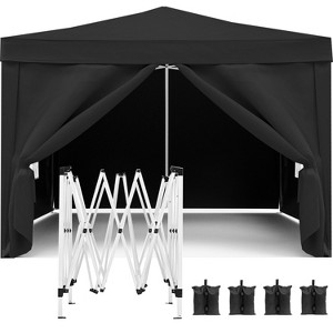 DOMETOUR 10x10 Folding Canopy with Sidewalls UPF 50+ Portable Tent for Parties Beach Camping Wedding EZ Pop Up, Includes Weight & Carry Bag - 1 of 4