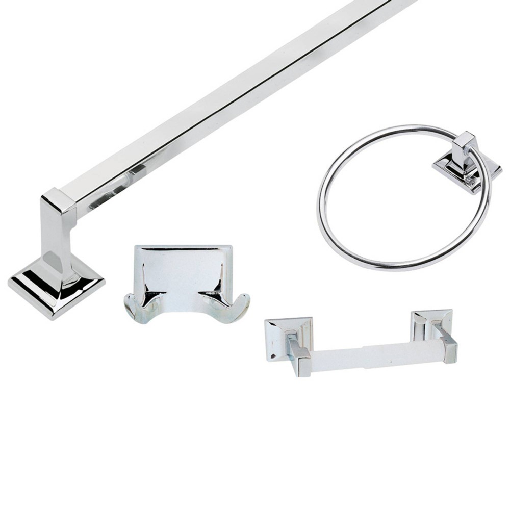Photos - Other Bathroom Accessories Design House 4pc Millbridge Bathroom Accessory Kit Polished Chrome - : Zinc Alloy, Includes Towel Bar & Ring, Hook 