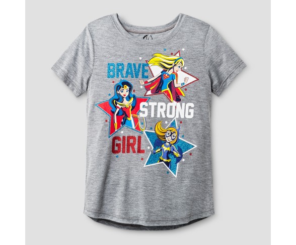 Girls' DC Super Hero Girls Short Sleeve T-Shirt - Heather Gray M