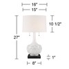 Possini Euro Design Natalia Country Cottage Table Lamp with Square Black Marble Riser 27" Tall White Floral Ceramic Drum Shade for Bedroom Living Room - 4 of 4