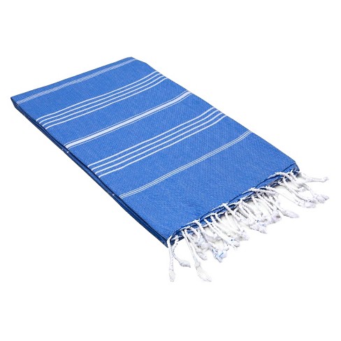 Diamond Weave Pestemal Turkish Cotton Beach Towel Royal Blue