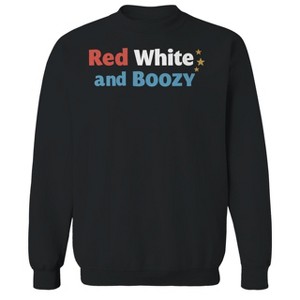 Rerun Island Men's Red White And Boozy Golden Star Americana 4Th Of July Long Sleeve Graphic Cotton Pullover Sweatshirt - 1 of 4