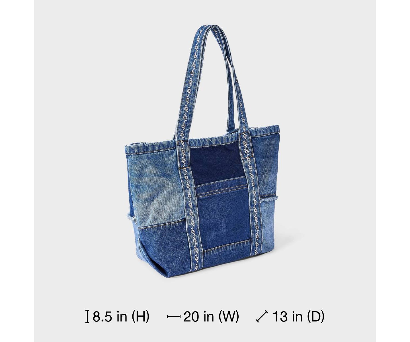 Сумка Universal Thread Denim Patchwork, цвет: Джинсовый — фото 6