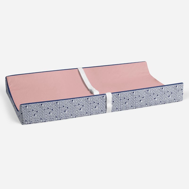  Bacati - Olivia Solid Coral/Navy Quilted Changing Pad Cover, 4 of 10