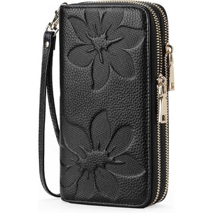 BEAFUP Large Capacity Double Zip RFID Blocking Women’s Wallet - Genuine Leather Wristlet Clutch for Travel,Everyday Use - 1 of 4