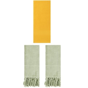 REGALWOVEN 3 Packs Solid Textured and Tassels Soft Absorbent Bathroom Hand Towel for Home Decor - 1 of 4