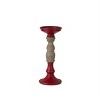 Rustic Red Candle Holder Set of 3 – 12.5" Tall Decorative Set by Melrose - 3 of 4