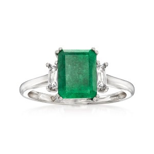 Ross-Simons 2.00 Carat Emerald Ring With .30 ct. t.w. White Topaz in Sterling Silver - 1 of 4