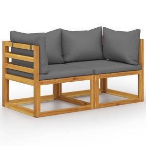 Garden Bench Dark gray cushions, Natural wood - 1 of 4