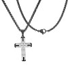 Steeltime 24" Men's two tone black ip and stainless steel double cross pendant with greek key accents - 2 of 4