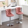 Lyngins Modern 2-Piece Adjustable Height Counter Height Bar Stool, Velvet Swivel Counter Stools, Upholstered Bar Stools with Black Base for Kitchen - 3 of 4