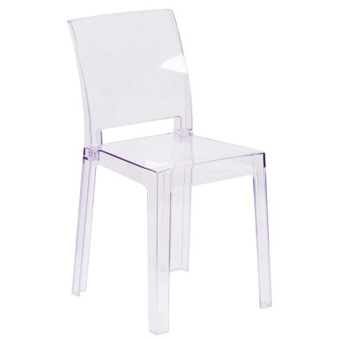 Flash Furniture Emilie Ghost Chair With Square Back In Transparent Crystal Target