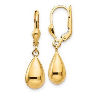 Black Bow Jewelry Polished 3D Teardrop Lever Back Earrings in 14k Yellow Gold - 1 of 4