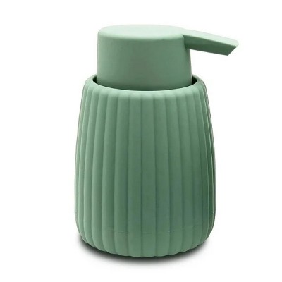 LunaLulinlk Rubberized Plastic Ribbed Soap Pump, Green Soap Dispensers