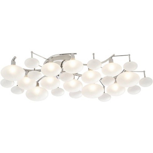 Possini Euro Design Lilypad Modern Ceiling Light Semi Flush Mount Fixture 30  Wide Chrome 12-light Frosted Opal Glass For Bedroom Kitchen Living Room :  Target