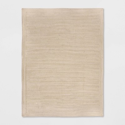 Natural Woven Rectangular Braided Outdoor Rug Heathered Cream - Threshold™